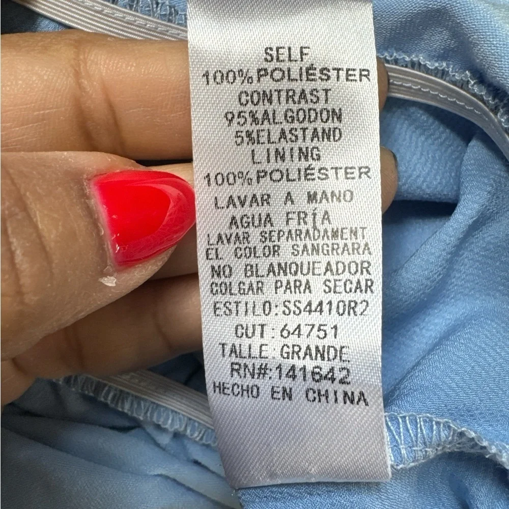 She + Sky Light Blue Draped Cowl Neck Bodysuit Size L New - Picture 7 of 7